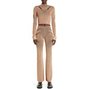 Dion Lee NWT Lock Slit Cutout Rib Sweater Brown Black Size 4